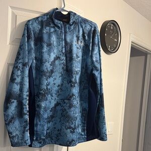 Huk Blue and Black 1/2 zip Camouflage Pullover size Large